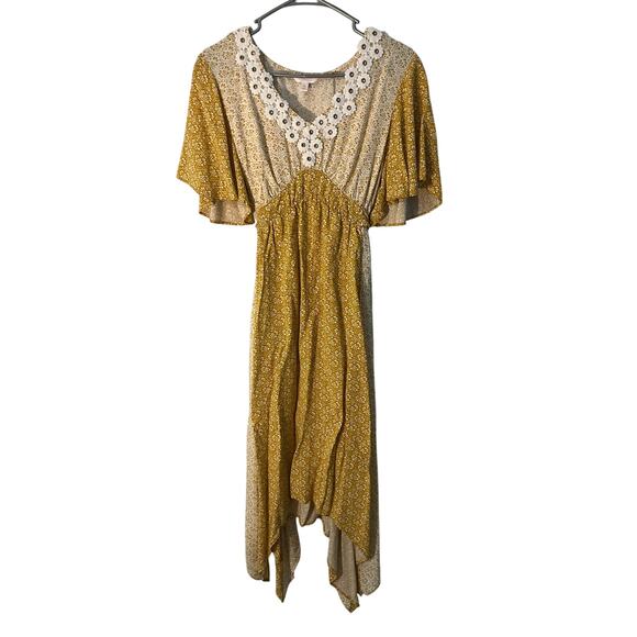 Floral Print Dress with Crochet Trim LC Lauren - Picture 1 of 7